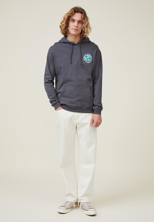 Cotton On - Graphic fleece pullover - faded slate/free to roam