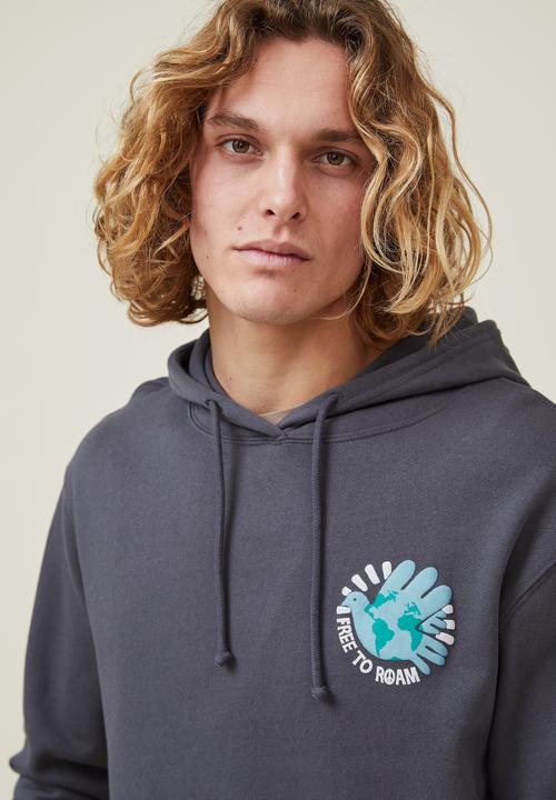 Cotton On - Graphic fleece pullover - faded slate/free to roam