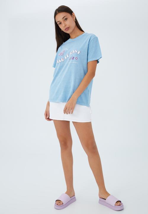Cotton On - Regular fit graphic tee - take it easy/calm blue