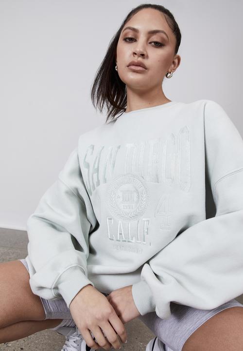 Factorie - Slouchy premium graphic crew - mercury/san diego