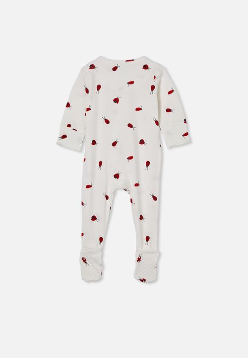 Cotton On - The long sleeve zip romper - vanilla/lou ladybug