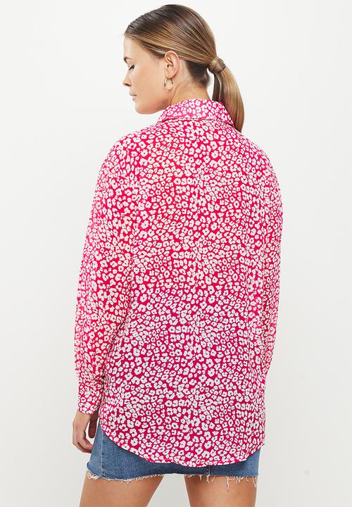 Glamorous - Leopard print longer length chiffon shirt - pink