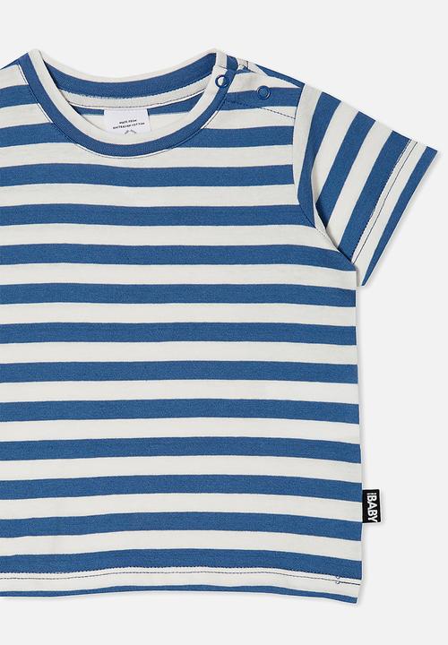 Cotton On - Jamie short sleeve tee - hannah stripe petty blue/vanilla
