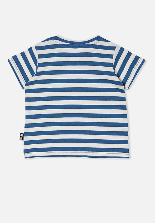 Cotton On - Jamie short sleeve tee - hannah stripe petty blue/vanilla