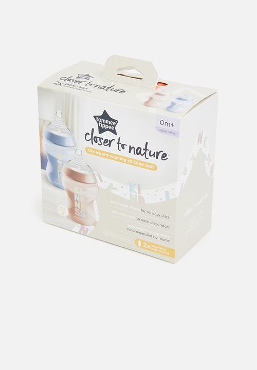 Tommee Tippee - Ctn 260ml decorated bottle - pink & blue