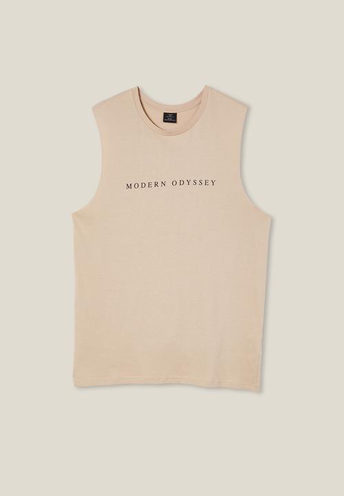 Cotton On - Tbar muscle - cashew/modern odessey