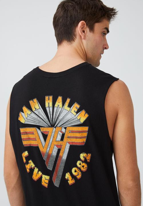 Cotton On - Tbar collab muscle - lcn mt black/van halen - live 1982