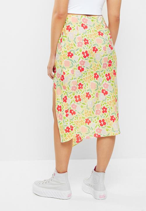 Glamorous - Bold floral print slip skirt - multi