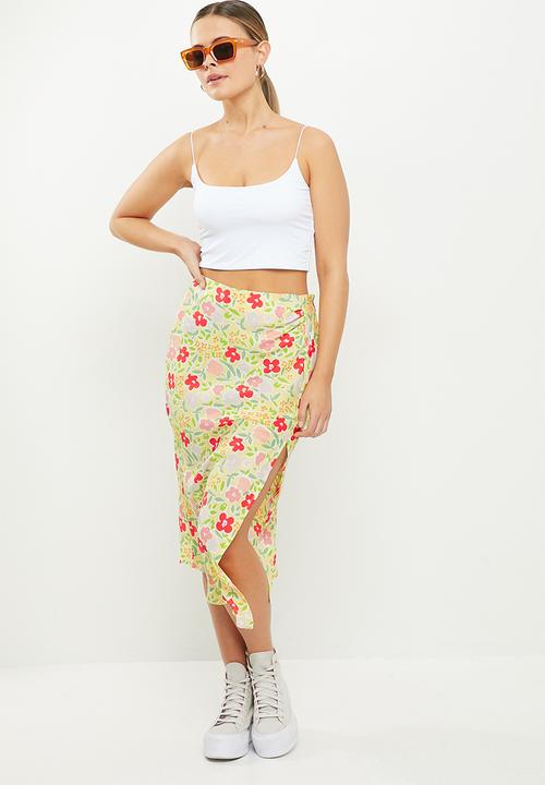 Glamorous - Bold floral print slip skirt - multi