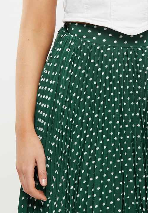 Glamorous - Speckle print pleated midi skirt - green
