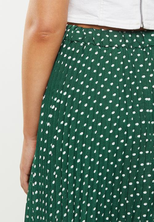 Glamorous - Speckle print pleated midi skirt - green