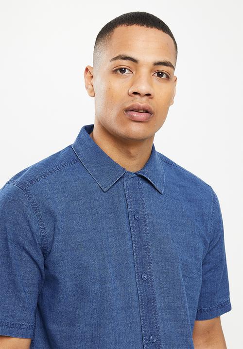 Only & Sons - Onsbeck short sleeve denim shirt - mid blue