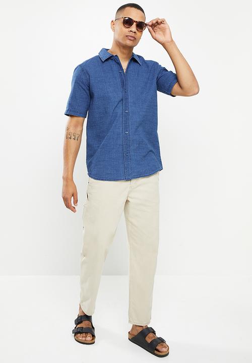 Only & Sons - Onsbeck short sleeve denim shirt - mid blue