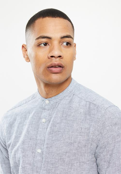 Only & Sons - Onscaiden ls solid linen mao shirt noos - dress blues