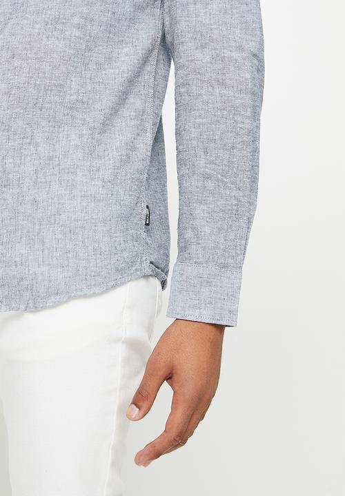 Only & Sons - Onscaiden ls solid linen mao shirt noos - dress blues