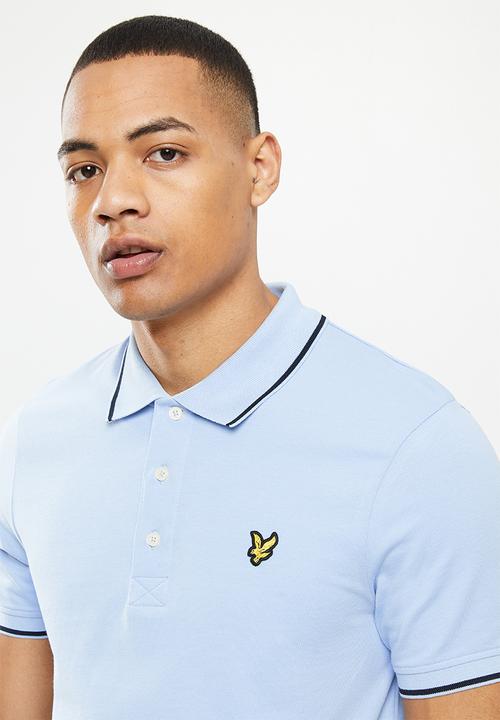 Lyle & Scott - Tipped polo shirt - light blue & dark navy