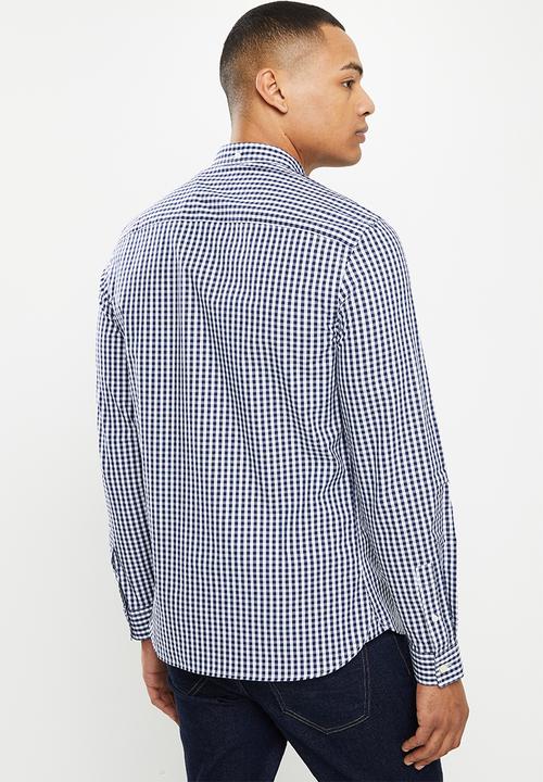 Lyle & Scott - Slim fit gingham shirt - navy & white