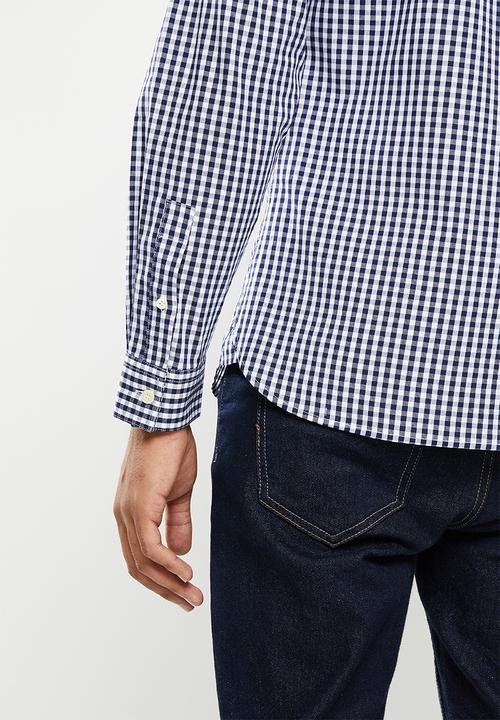 Lyle & Scott - Slim fit gingham shirt - navy & white