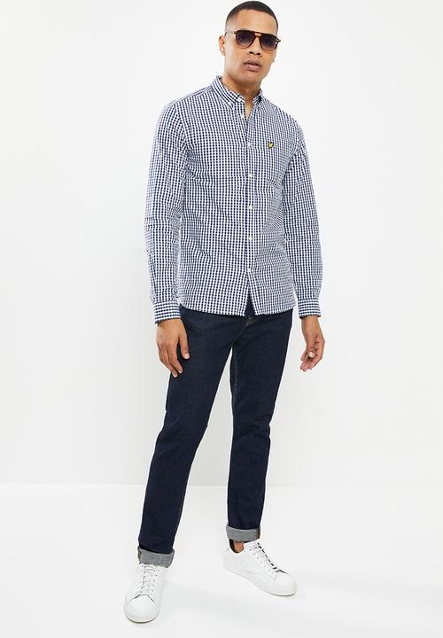 Lyle & Scott - Slim fit gingham shirt - navy & white