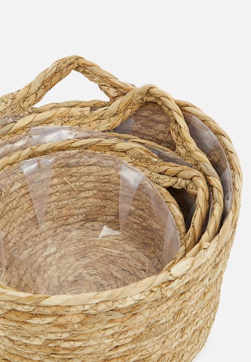 Sixth Floor - Myr straw planter set of 3 - natural
