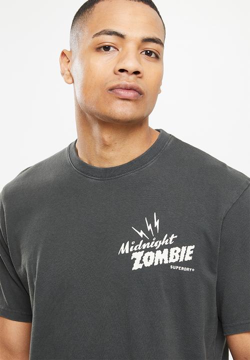 Superdry. - Vintage crossing lines tee - washed black