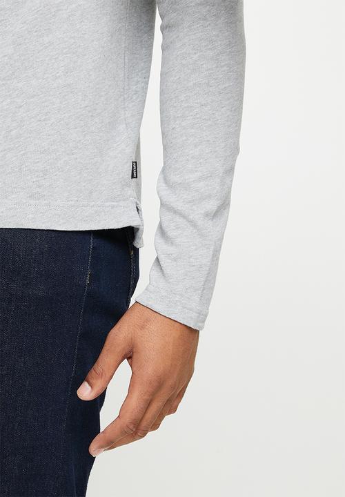 Superdry. - Studios long sleeve jersey polo - mid grey marl