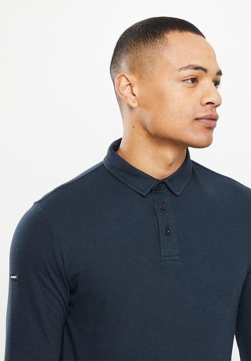 Superdry. - Studios long sleeve jersey polo - eclipse navy