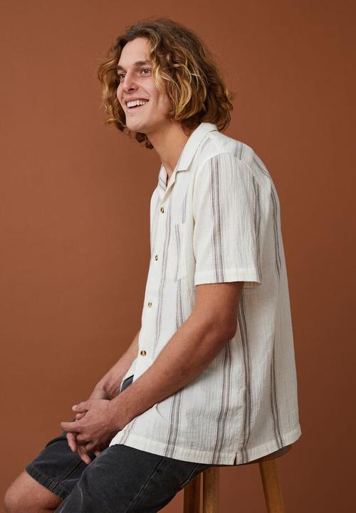 Cotton On - Riviera short sleeve shirt - ecru stripe
