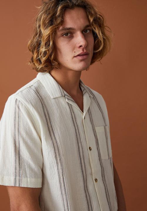 Cotton On - Riviera short sleeve shirt - ecru stripe