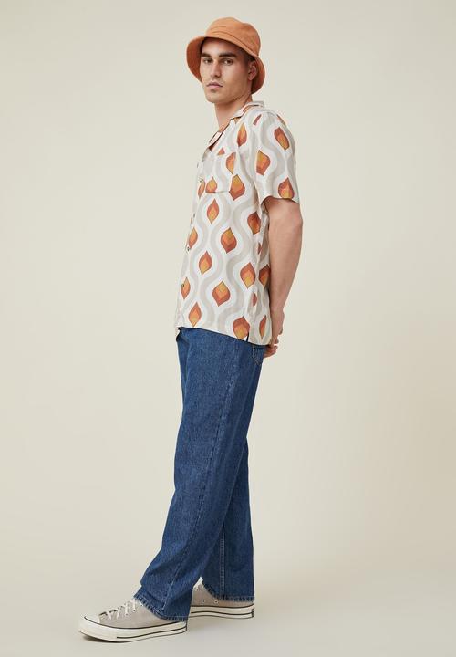 Cotton On - Riviera short sleeve shirt - ecru 70 s wallpaper