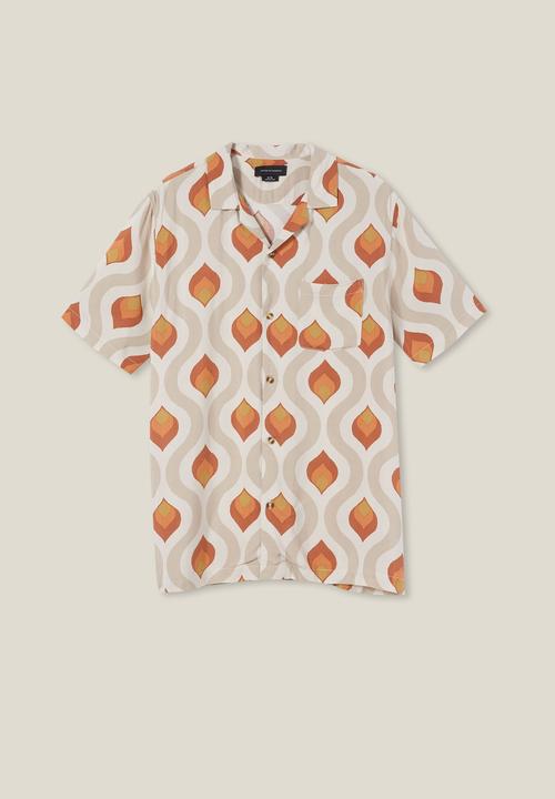 Cotton On - Riviera short sleeve shirt - ecru 70 s wallpaper