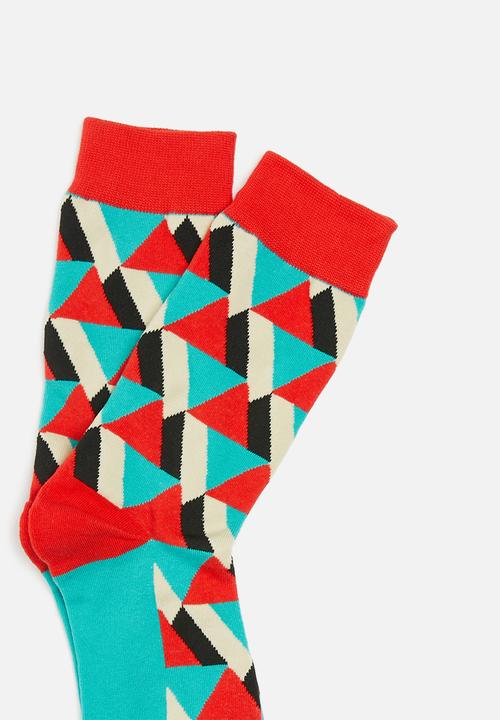 basicthread - Red geometric midi socks - multi