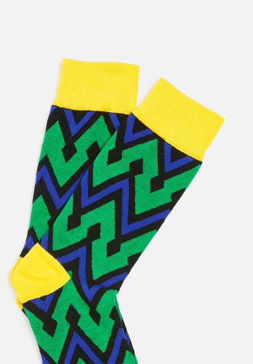 basicthread - Green geometric midi socks - multi