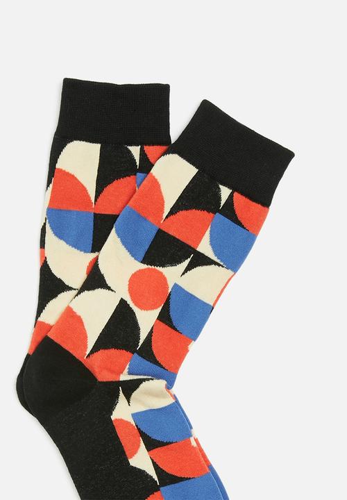 basicthread - Black abstract midi socks - multi