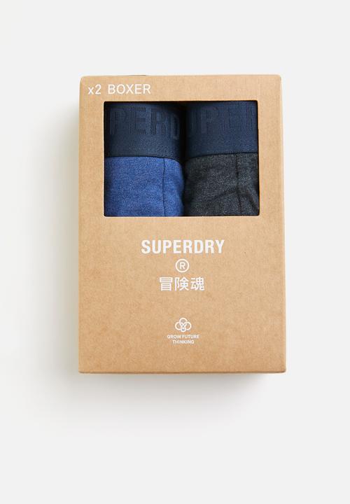 Superdry. - Boxer multi double pack - bright blue & navy marl