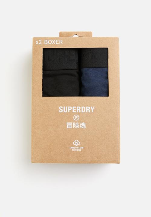 Superdry. - Boxer offset double pack - black & navy