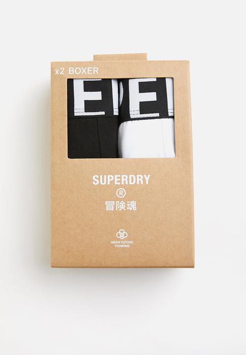 Superdry. - Boxer dual logo double pack - black & optic