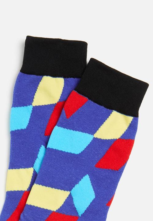 basicthread - Blue geometric midi socks - multi
