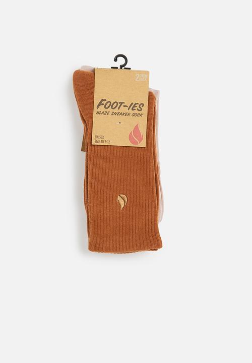 Foot-ies - Blaze 2 pack socks - russet & pink