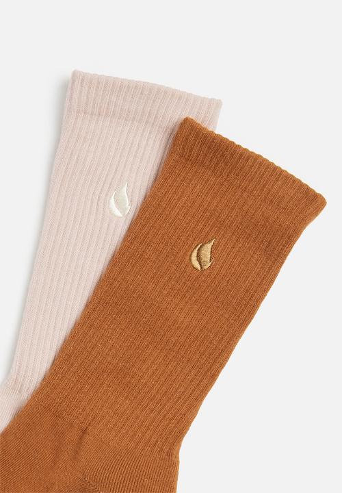 Foot-ies - Blaze 2 pack socks - russet & pink