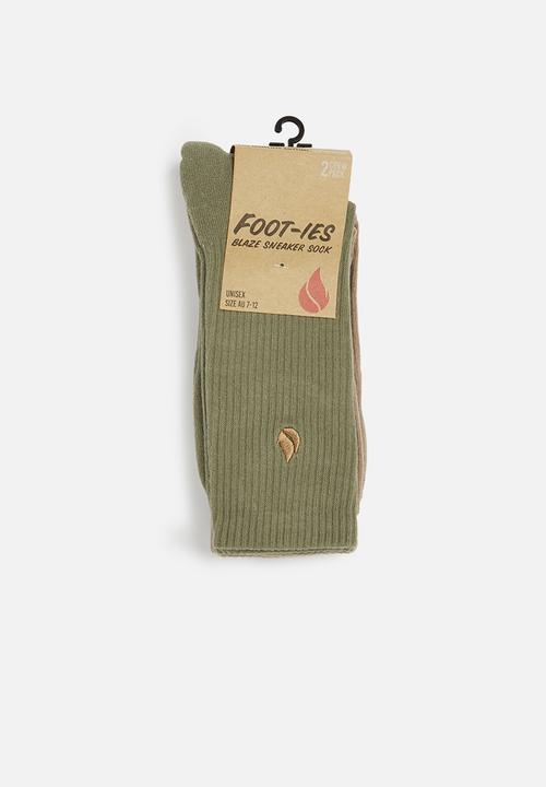 Foot-ies - Blaze 2 pack socks - forest & cream