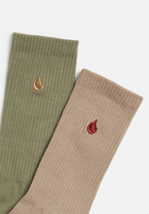 Foot-ies - Blaze 2 pack socks - forest & cream