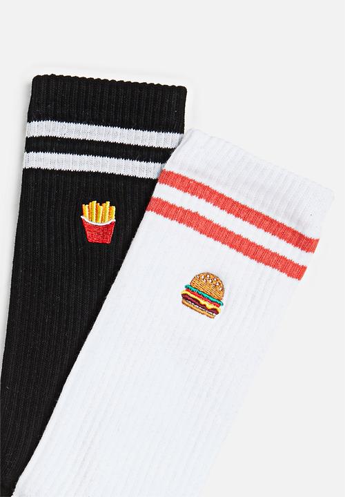 Foot-ies - Fast food socks - white & black
