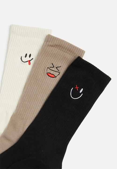 Foot-ies - Faces 3 pack socks - multi