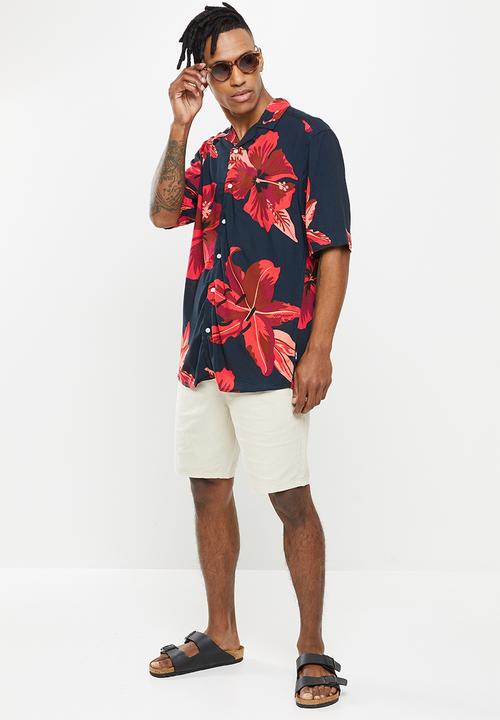 Only & Sons - Onsdan life reg ss aop viscose shirtnoos - rococco red