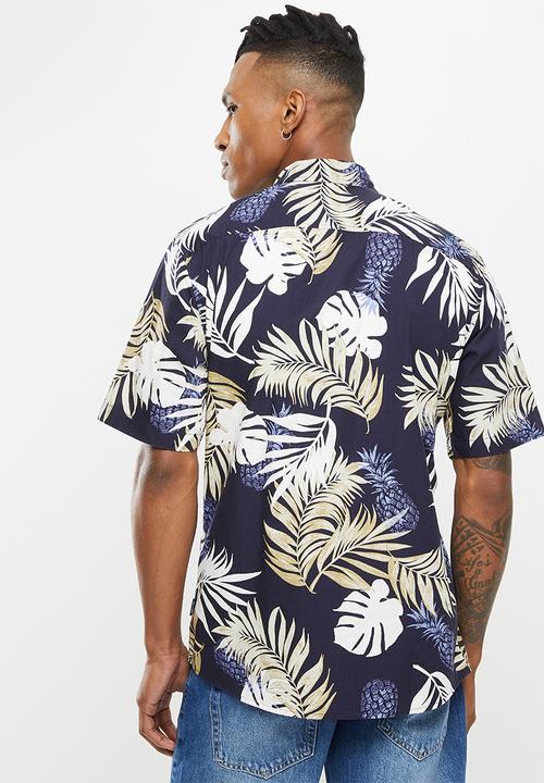 Only & Sons - Onsdirk ss poplin aop shirt - dark navy