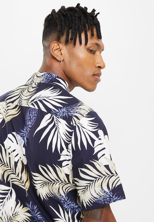 Only & Sons - Onsdirk ss poplin aop shirt - dark navy