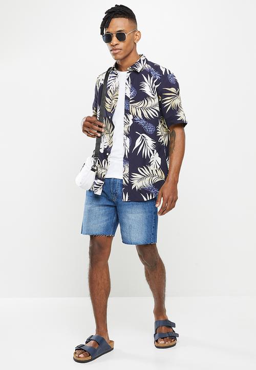 Only & Sons - Onsdirk ss poplin aop shirt - dark navy
