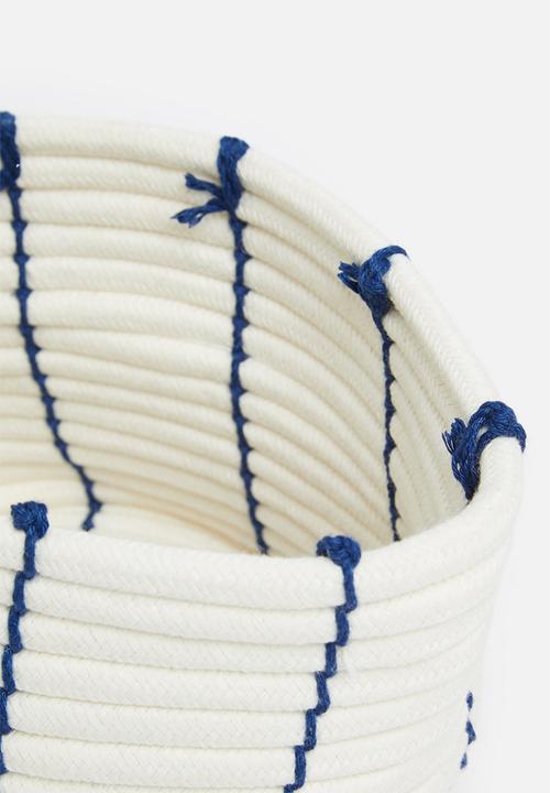 Sixth Floor - Cotton rope storage basket set of 3 – blue stripe