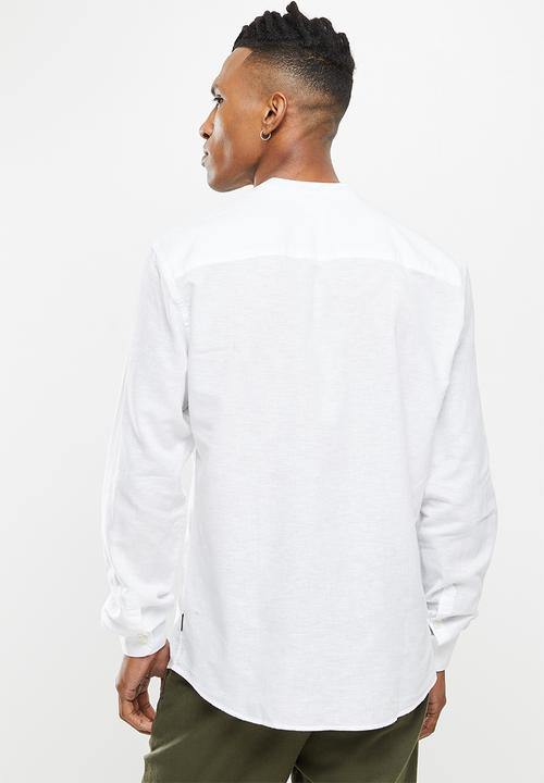 Only & Sons - Onscaiden ls solid linen mao shirt noos - white